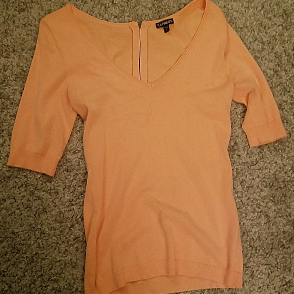 Cute v-neck zipper back 3/4 sleave sweather